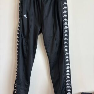 Kappa Kids Black Joggers with White Logo Stripes